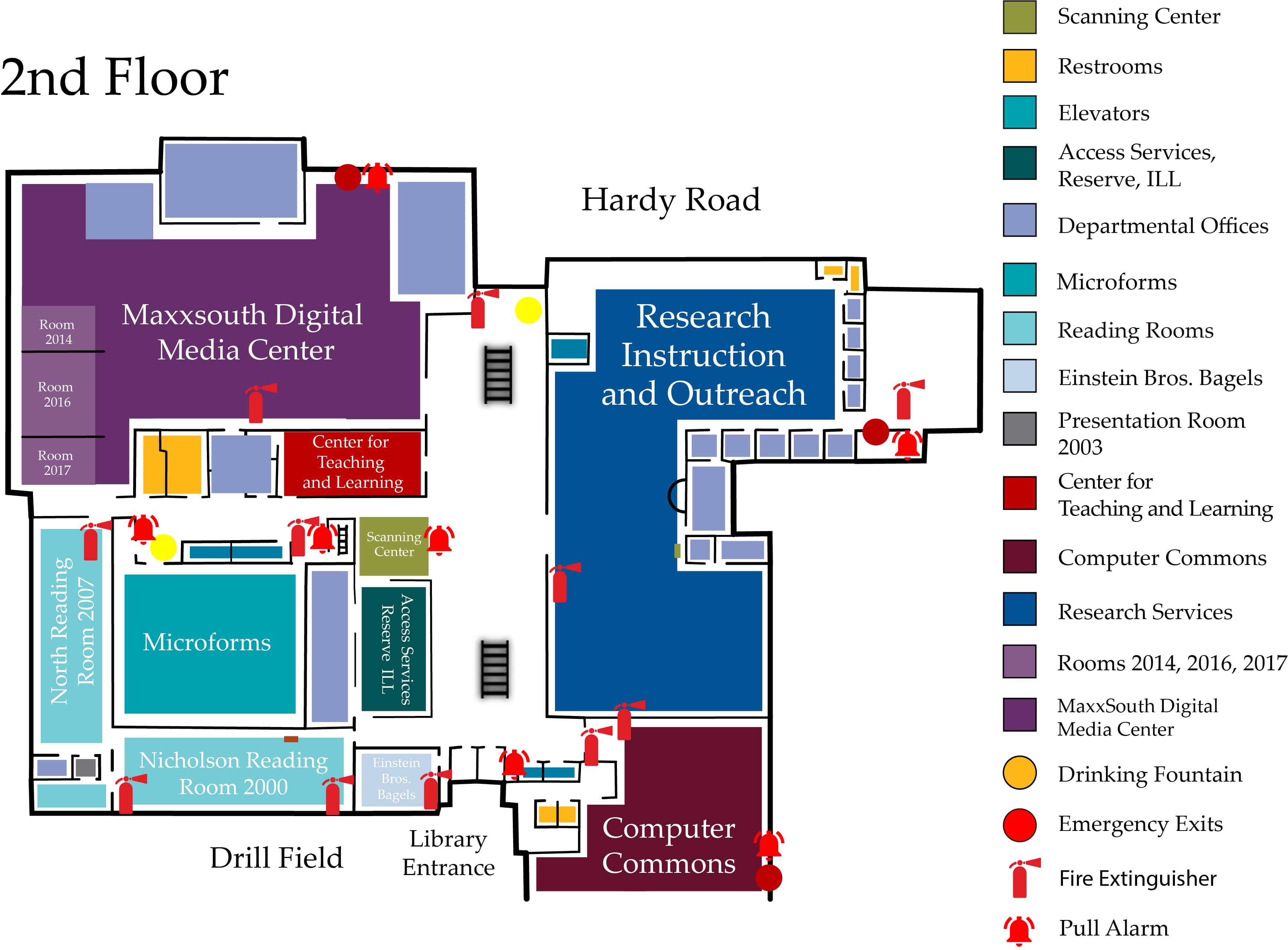 Mitchell Memorial Librarys's Floor Plan of the 2nd Floor